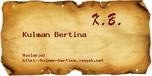 Kulman Bertina névjegykártya